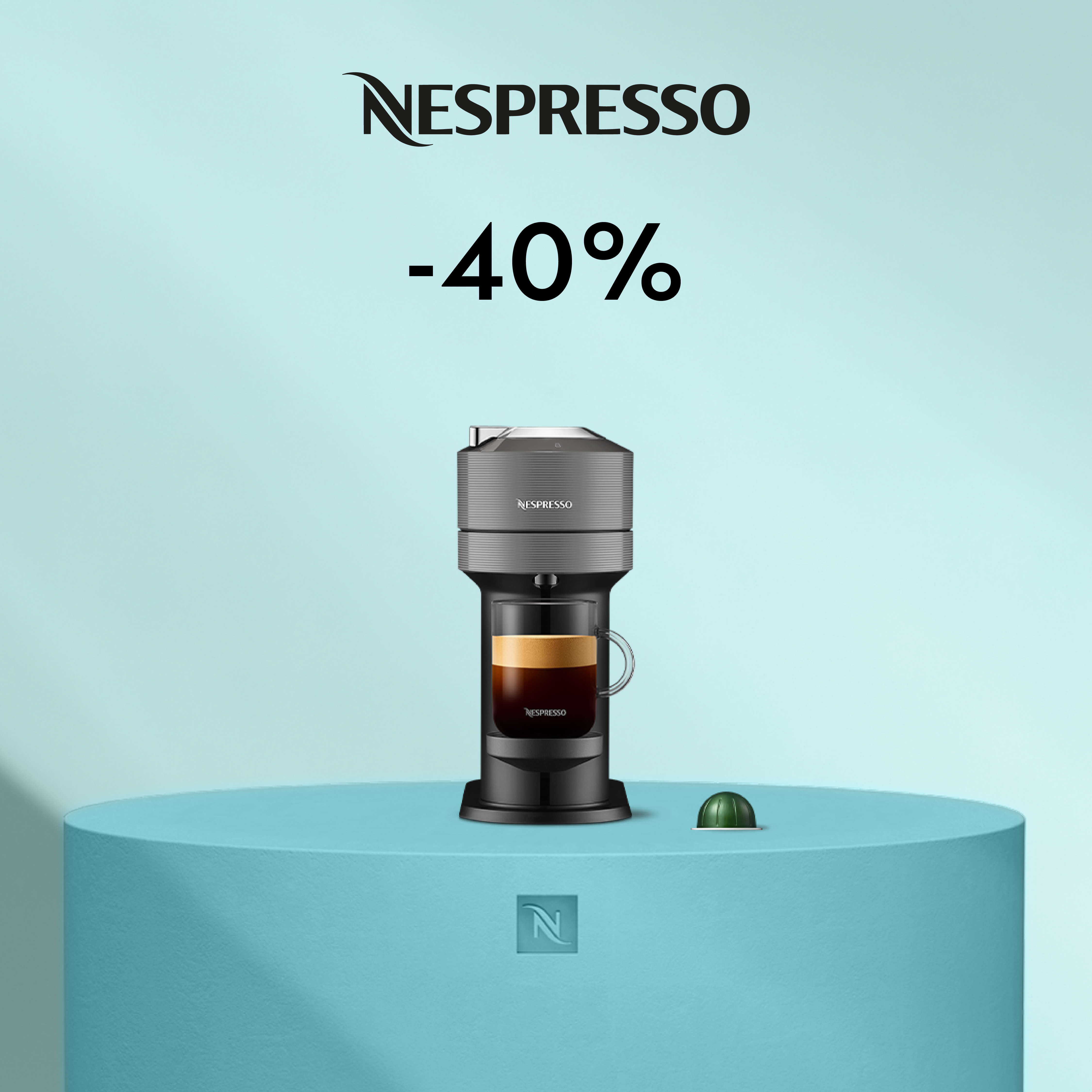 40% DISCOUNT ON THE VERTUO NEXT COFFEE MACHINE WHEN YOU BUY 80 CAPSULES!