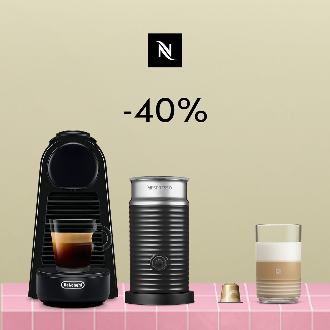 40% ATLAIDE KAFIJAS APARĀTAM ESSENZA MINI TRIANGLE + AEROCCINO PĒRKOT 120 ORIGINAL KAPSULAS!