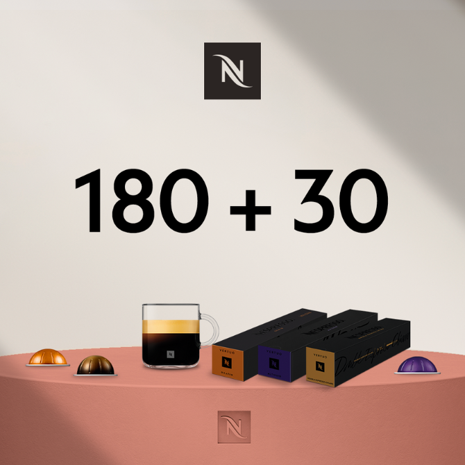 BUY 180 VERTUO CAPS - GET 3 SLEEVES ESPRESSO OR RISTRETTO FOR 0,03 EUR