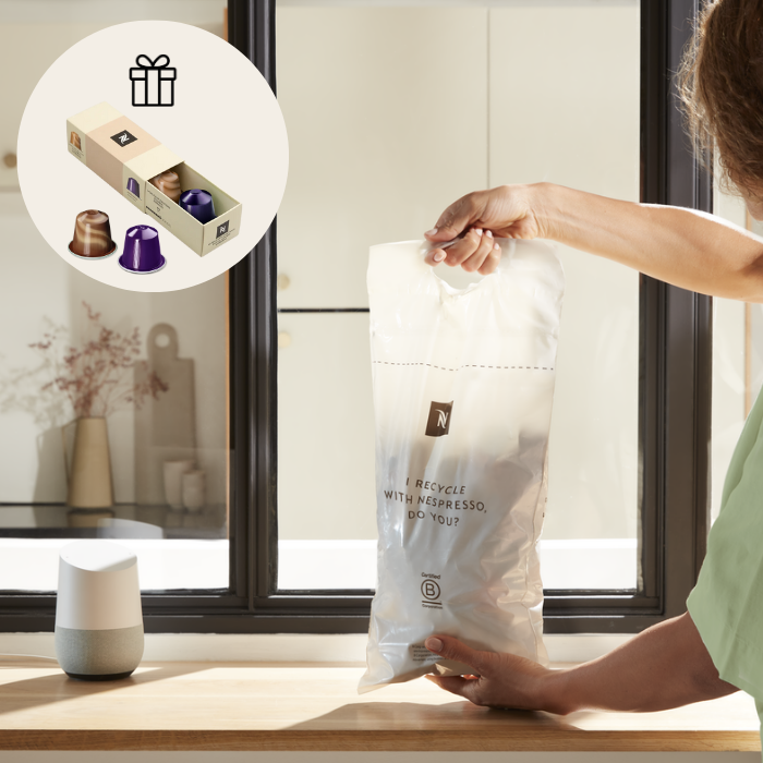 Atgrieziet izlietotās kapsulas un saņemiet Nespresso kafijas kapsulas bez maksas*