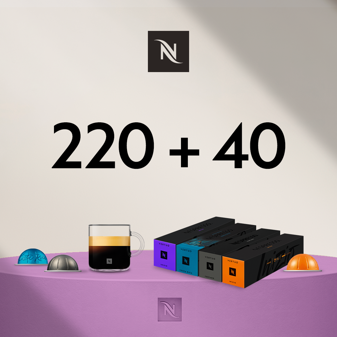 IEGĀDĀJIETIES 220 VERTUO KAPSULAS UN SAŅEMIET GRAN LUNGOS 4 KAPSULU IEPAKOJUMUS PAR 0,04 EUR 