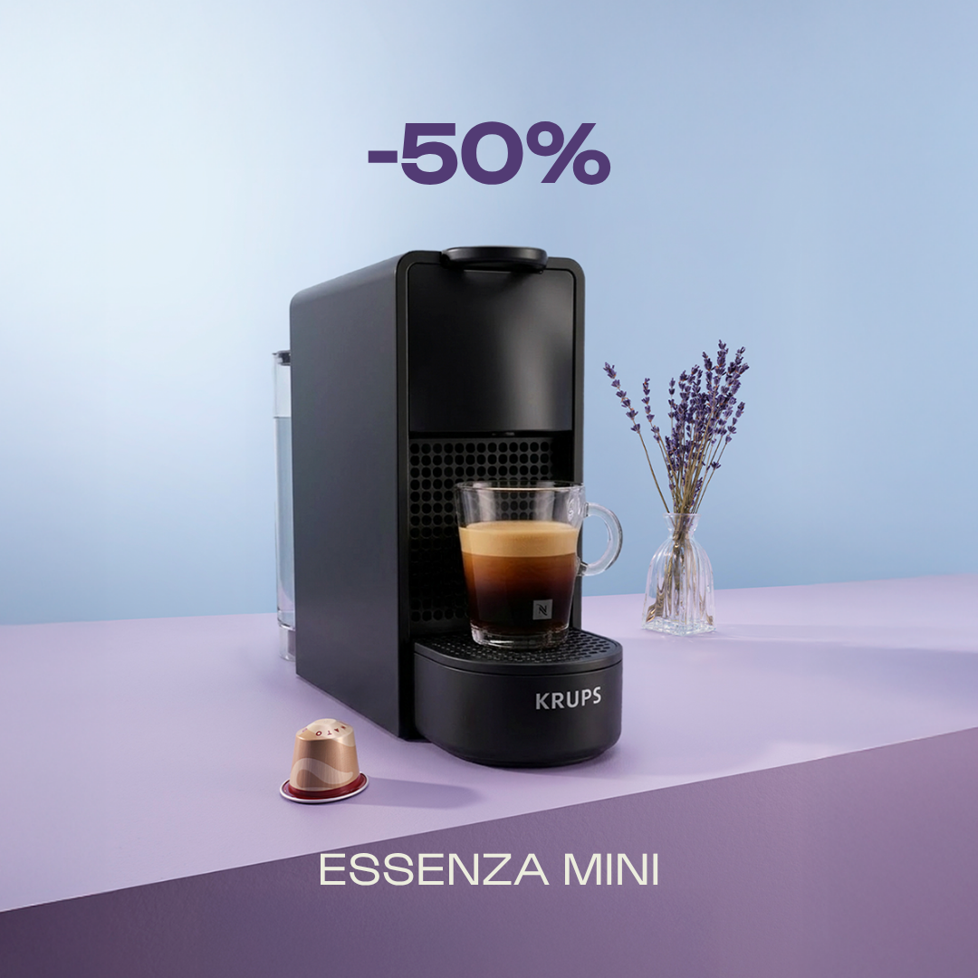 -50% KAFIJAS APARĀTAM ESSENZA MINI, PĒRKOT 140 ORIGINAL KAPSULAS