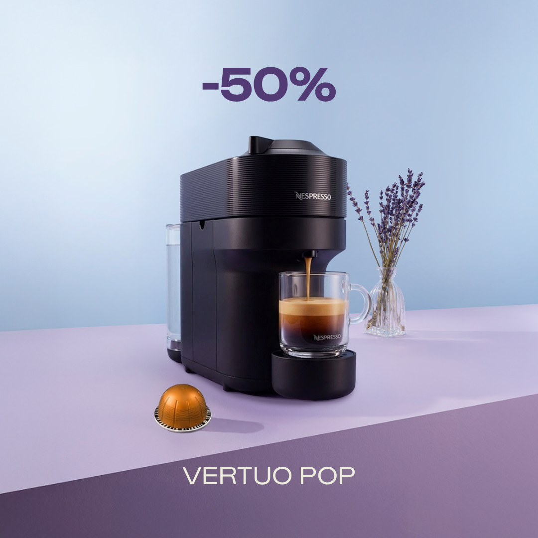-50% KAFIJAS APARĀTAM VERTUO POP, PĒRKOT 80 VERTUO KAPSULAS