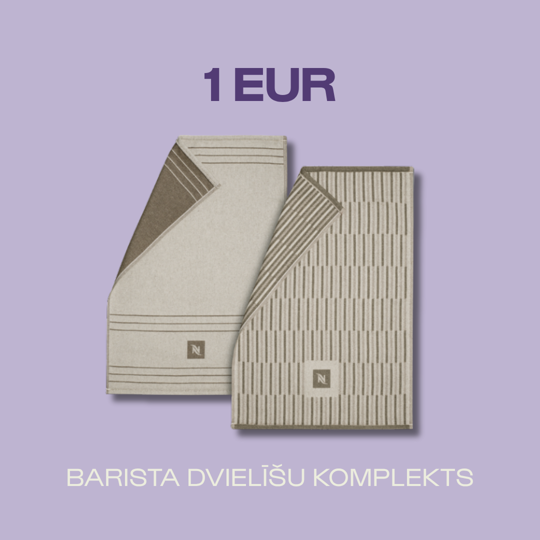 IEGĀDĀJIETIES 100 ORIGINAL VAI VERTUO KAPSULAS UN SAŅEMIET BARISTA DVIELĪŠU KOMPLEKTS PAR 1 EUR 