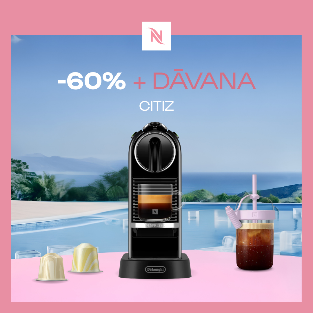 -60% KAFIJAS APARĀTAM CITIZ , PĒRKOT 150 ORIGINAL KAPSULAS + DEGUSTĀCIJAS KOMPLEKTS DĀVANAI