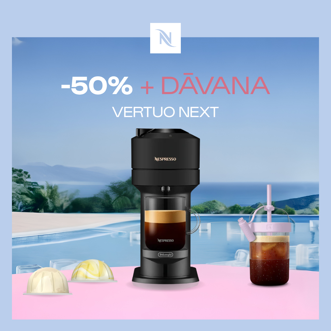 -50% KAFIJAS APARĀTAM VERTUO NEXT, PĒRKOT 100 VERTUO KAPSULAS + DEGUSTĀCIJAS KOMPLEKTS DĀVANAI -50% KAFIJAS APARĀTAM VERTUO NEXT, PĒRKOT 100 VERTUO KAPSULAS + DEGUSTĀCIJAS KOMPLEKTS DĀVANAI