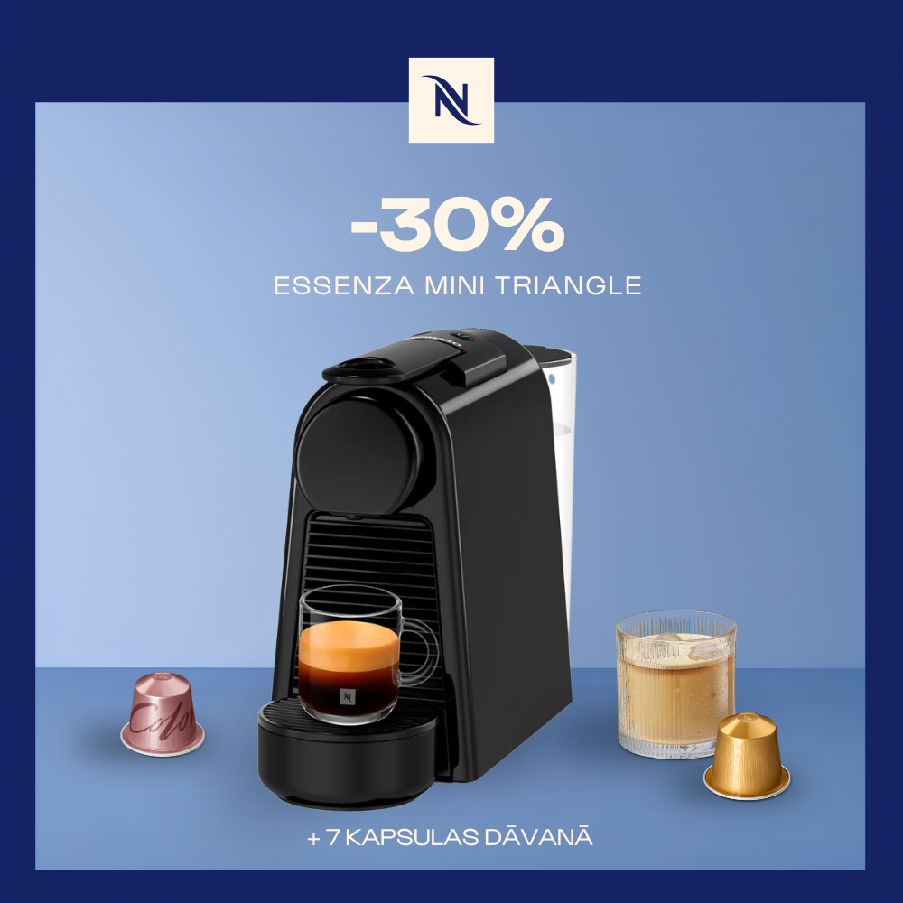 -30% KAFIJAS APARĀTAM ESSENZA MINI TRIANGLE, PĒRKOT 120 ORIGINAL KAPSULAS + DEGUSTĀCIJAS KOMPLEKTS DĀVANAI -30% KAFIJAS APARĀTAM ESSENZA MINI TRIANGLE, PĒRKOT 120 ORIGINAL KAPSULAS + DEGUSTĀCIJAS KOMPLEKTS DĀVANAI