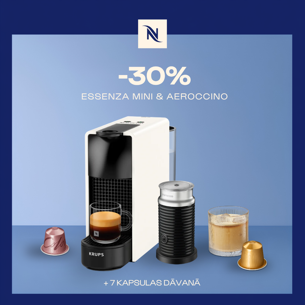 -30% KAFIJAS APARĀTAM ESSENZA MINI & AEROCCINO, PĒRKOT 150 ORIGINAL KAPSULAS + DEGUSTĀCIJAS KOMPLEKTS DĀVANAI -30% KAFIJAS APARĀTAM ESSENZA MINI & AEROCCINO, PĒRKOT 150 ORIGINAL KAPSULAS + DEGUSTĀCIJAS KOMPLEKTS DĀVANAI