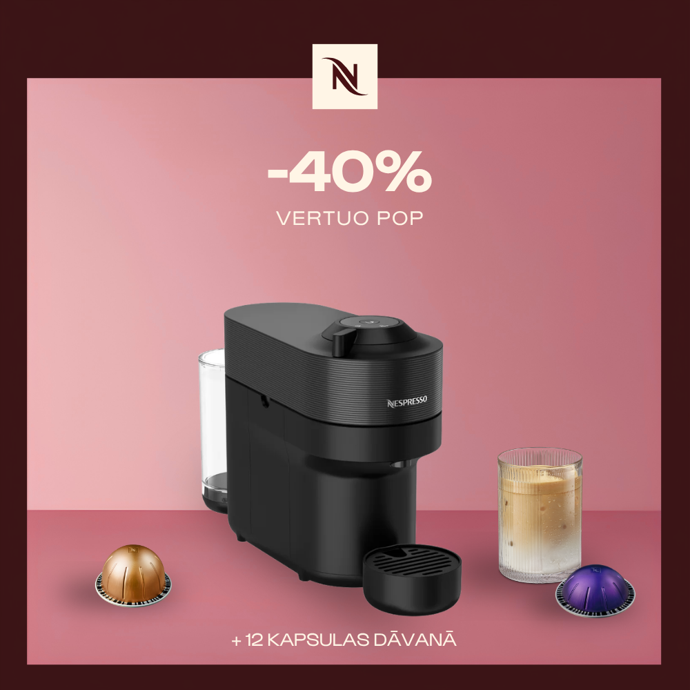 -40% KAFIJAS APARĀTAM VERTUO POP, PĒRKOT 80 VERTUO KAPSULAS + DEGUSTĀCIJAS KOMPLEKTS DĀVANAI -40% KAFIJAS APARĀTAM VERTUO POP, PĒRKOT 80 VERTUO KAPSULAS + DEGUSTĀCIJAS KOMPLEKTS DĀVANAI