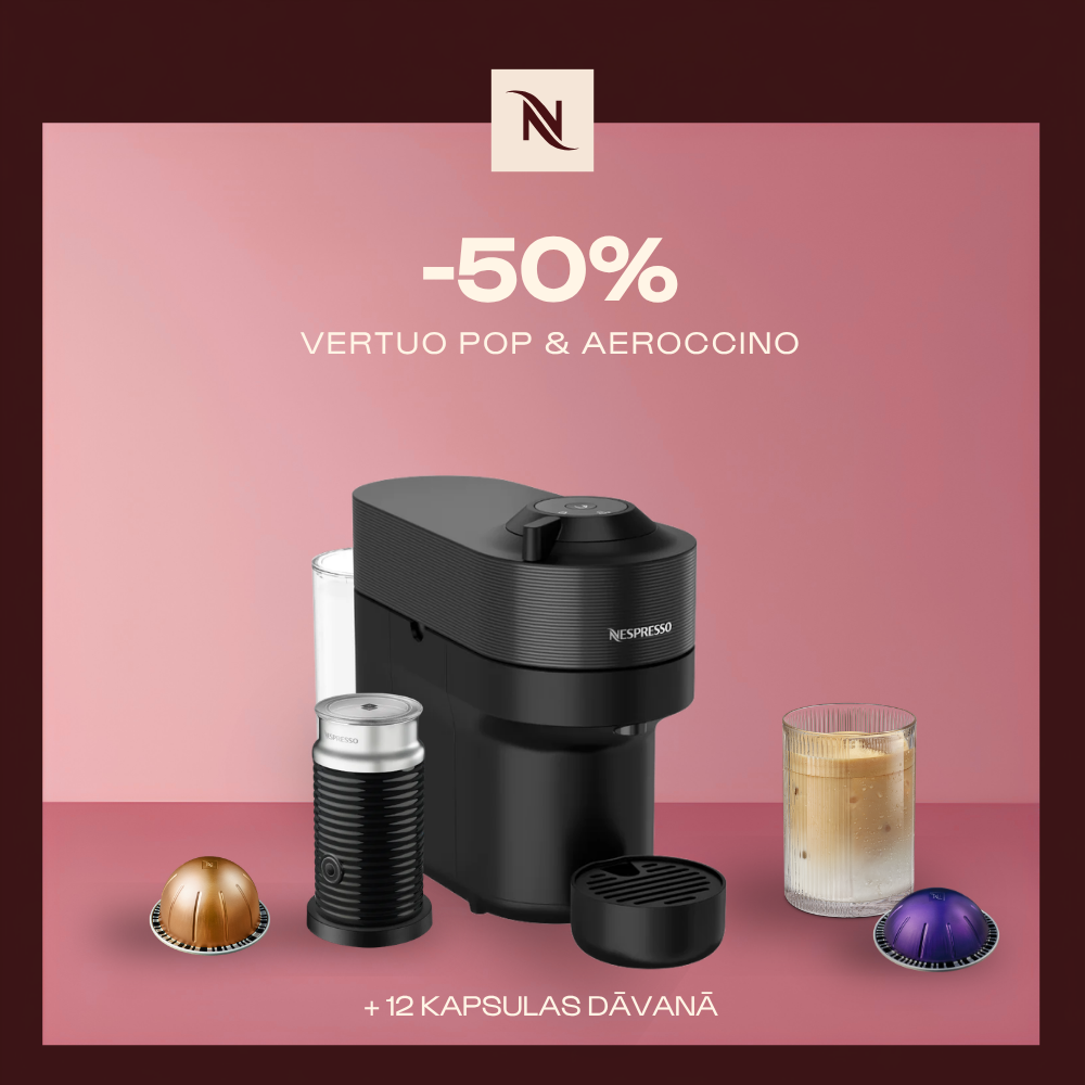 -50% KAFIJAS APARĀTAM VERTUO POP & AEROCCINO, PĒRKOT 80 VERTUO KAPSULAS + DEGUSTĀCIJAS KOMPLEKTS DĀVANAI -50% KAFIJAS APARĀTAM VERTUO POP & AEROCCINO, PĒRKOT 80 VERTUO KAPSULAS + DEGUSTĀCIJAS KOMPLEKTS DĀVANAI