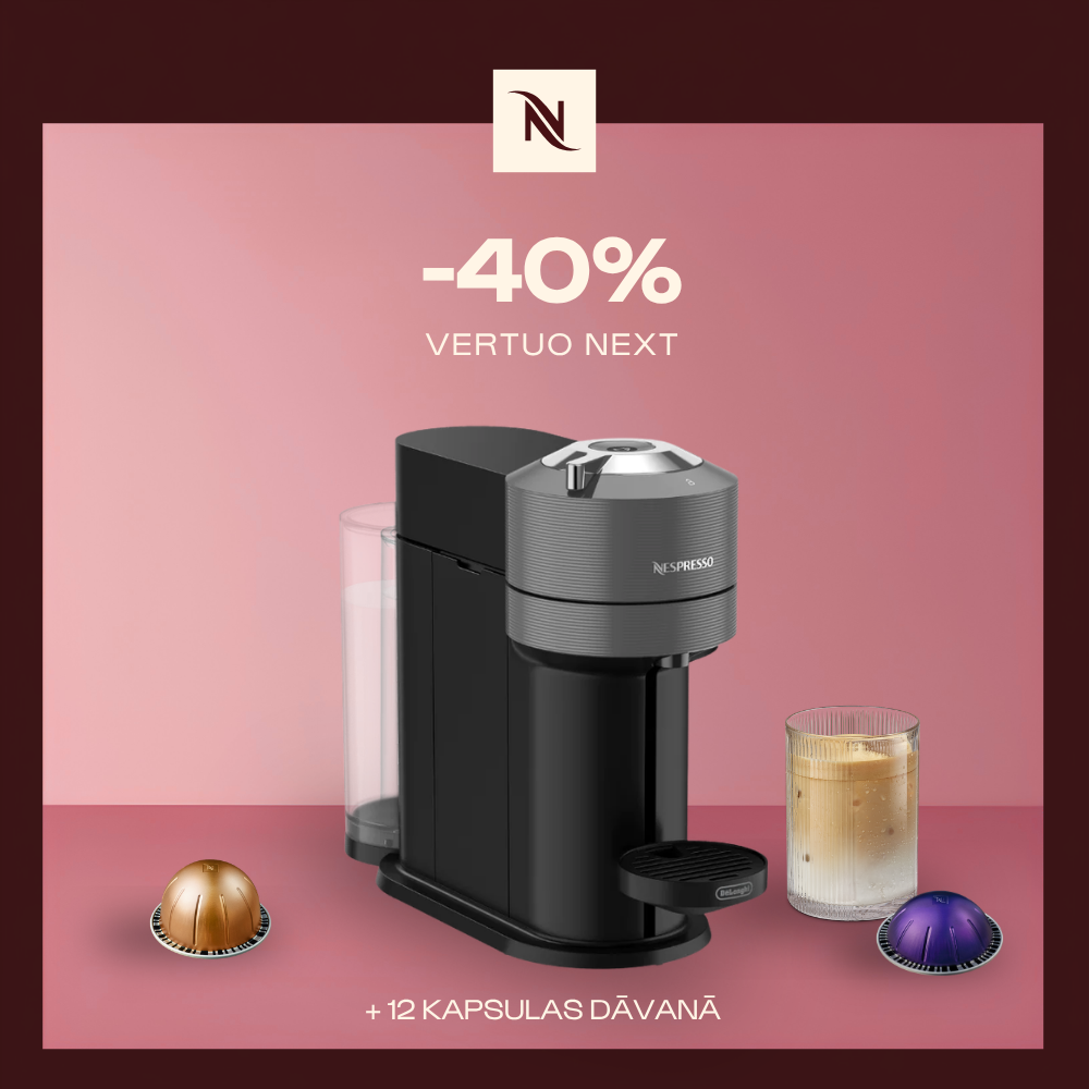 -40% KAFIJAS APARĀTAM VERTUO NEXT, PĒRKOT 80 VERTUO KAPSULAS + DEGUSTĀCIJAS KOMPLEKTS DĀVANAI -40% KAFIJAS APARĀTAM VERTUO NEXT, PĒRKOT 80 VERTUO KAPSULAS + DEGUSTĀCIJAS KOMPLEKTS DĀVANAI