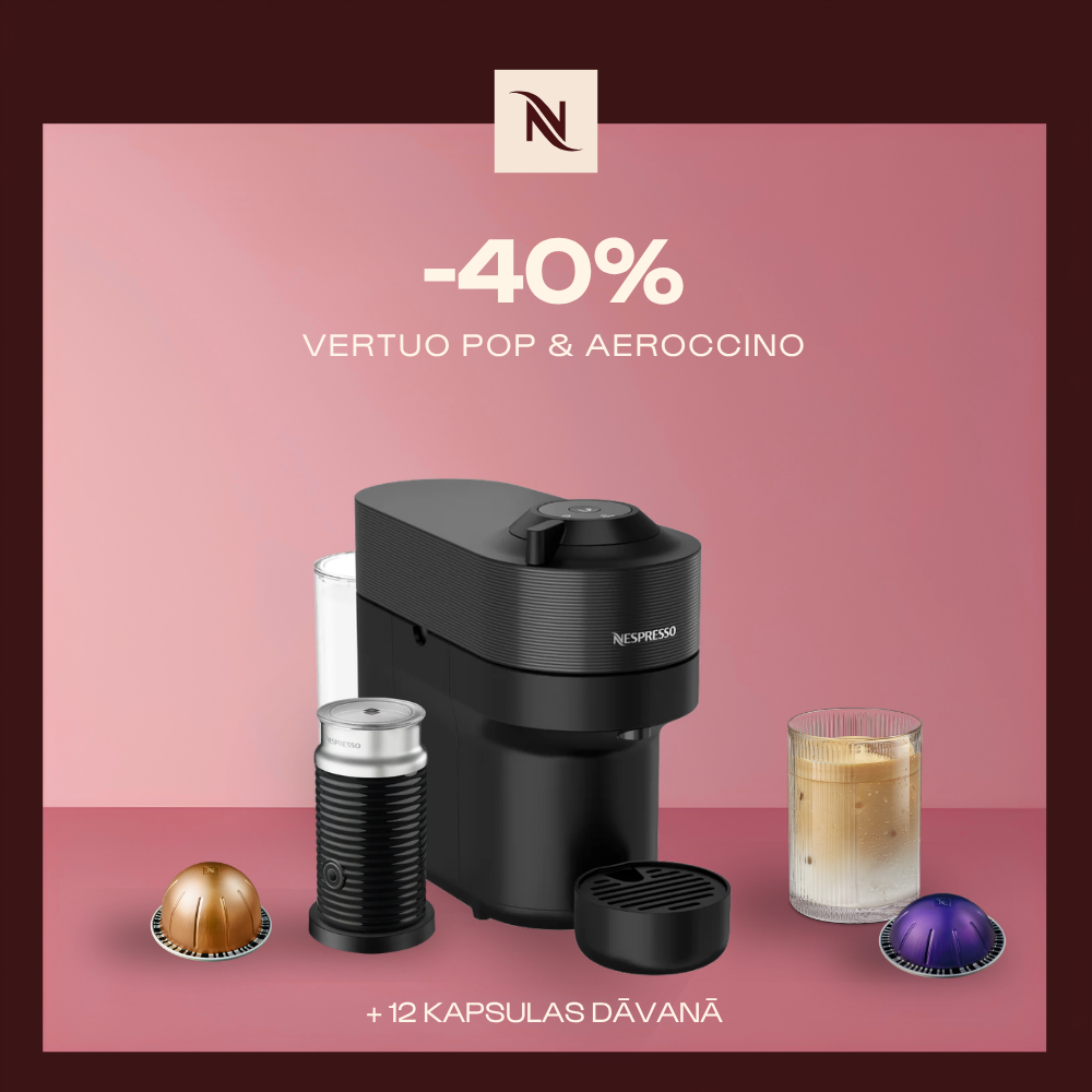 -40% KAFIJAS APARĀTAM VERTUO POP & AEROCCINO, PĒRKOT 80 VERTUO KAPSULAS + DEGUSTĀCIJAS KOMPLEKTS DĀVANAI -40% KAFIJAS APARĀTAM VERTUO POP & AEROCCINO, PĒRKOT 80 VERTUO KAPSULAS + DEGUSTĀCIJAS KOMPLEKTS DĀVANAI